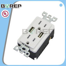 TR-BAS15-2USB gfic usb socket receptáculo americano al por mayor